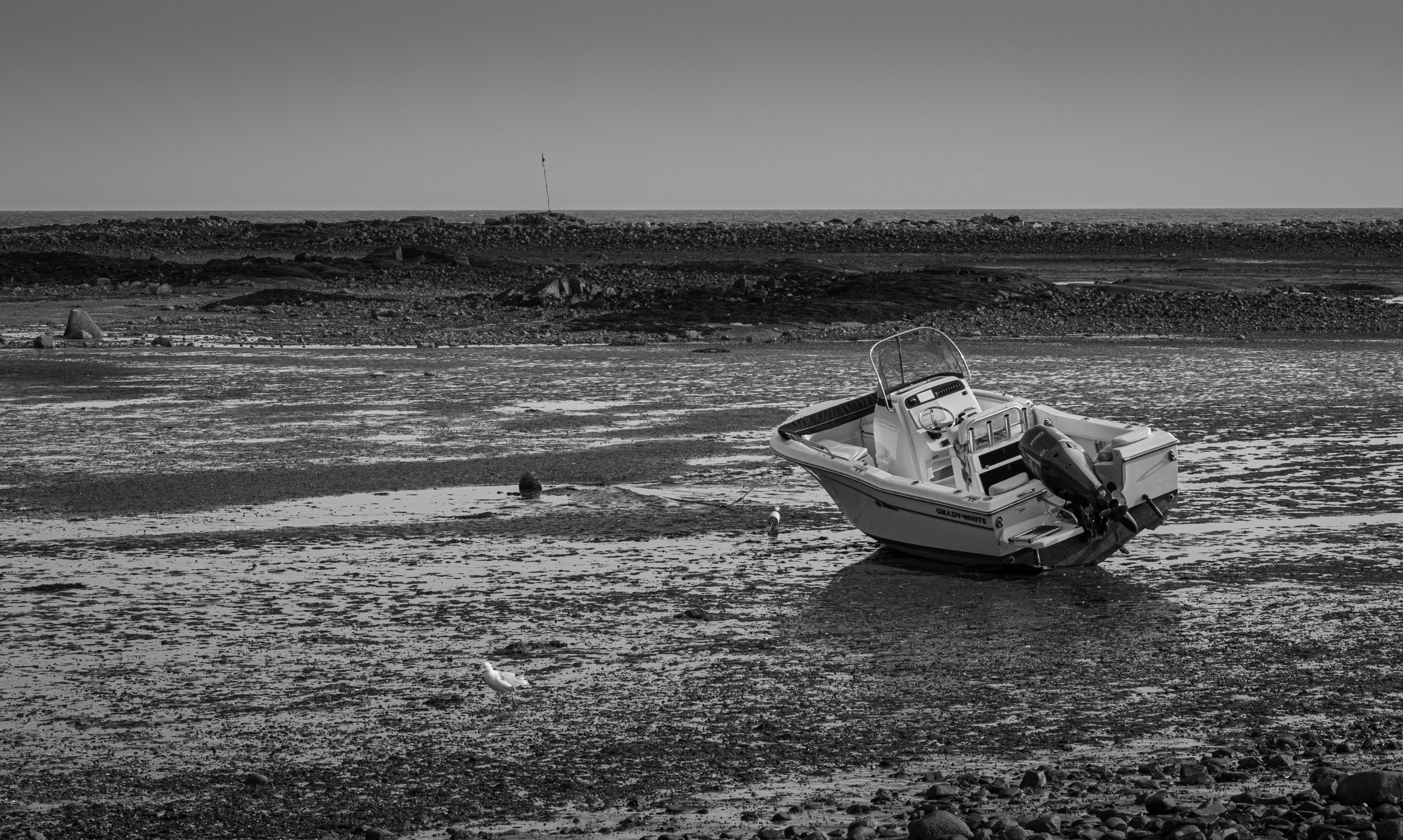 Pleasure Craft at Low Tide (B/W)