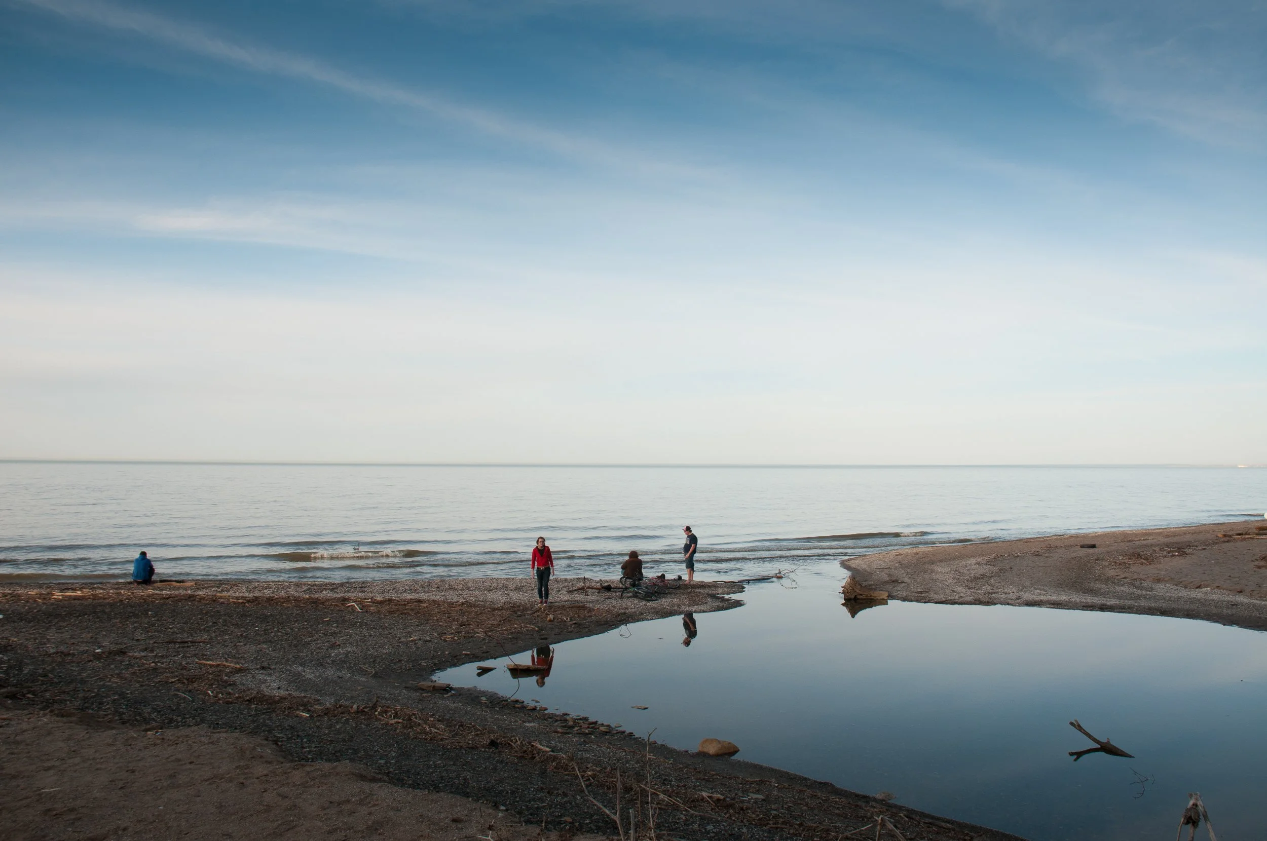 Lake Stillness with Four People