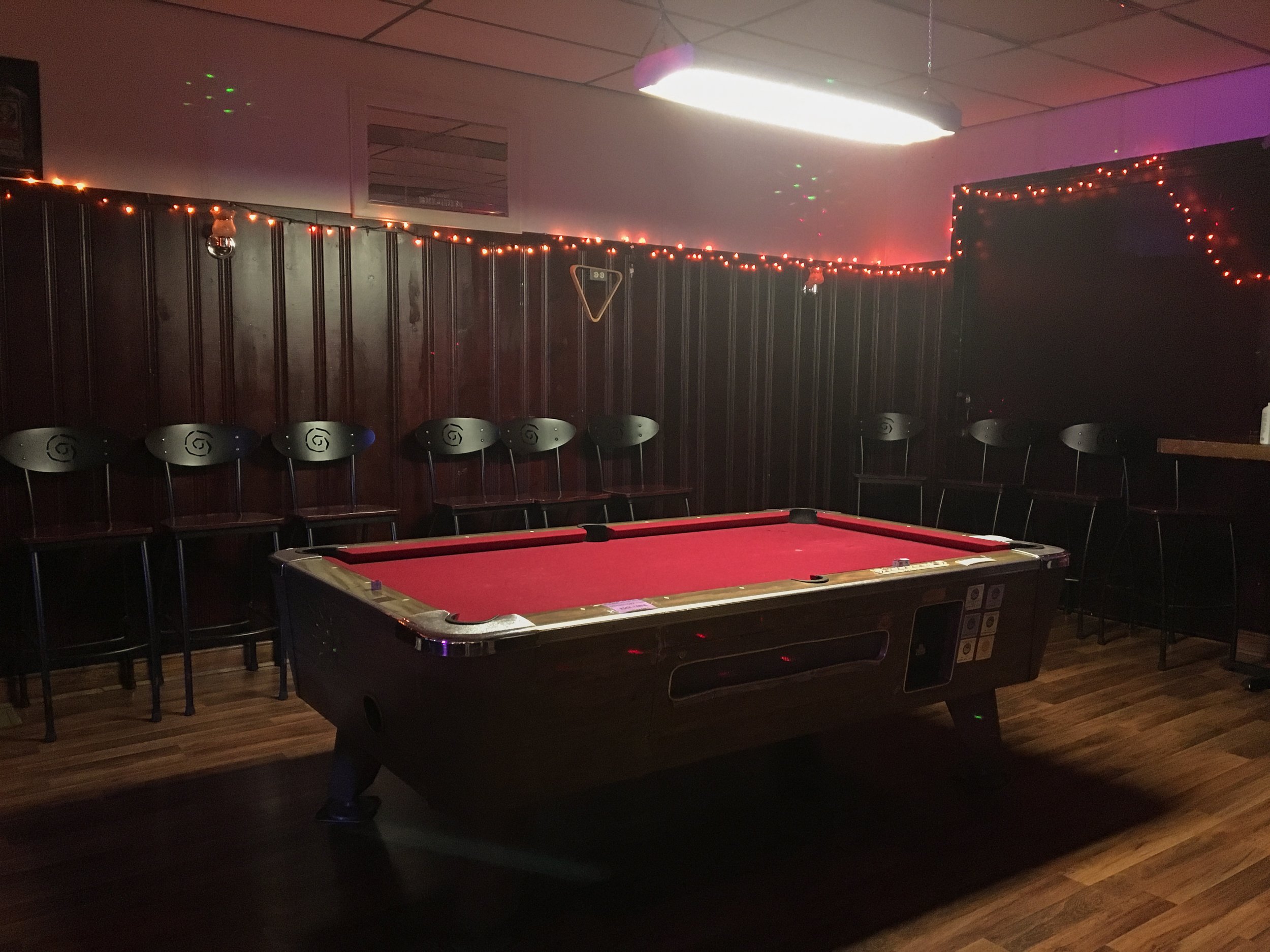 Pool Table with Red Felt