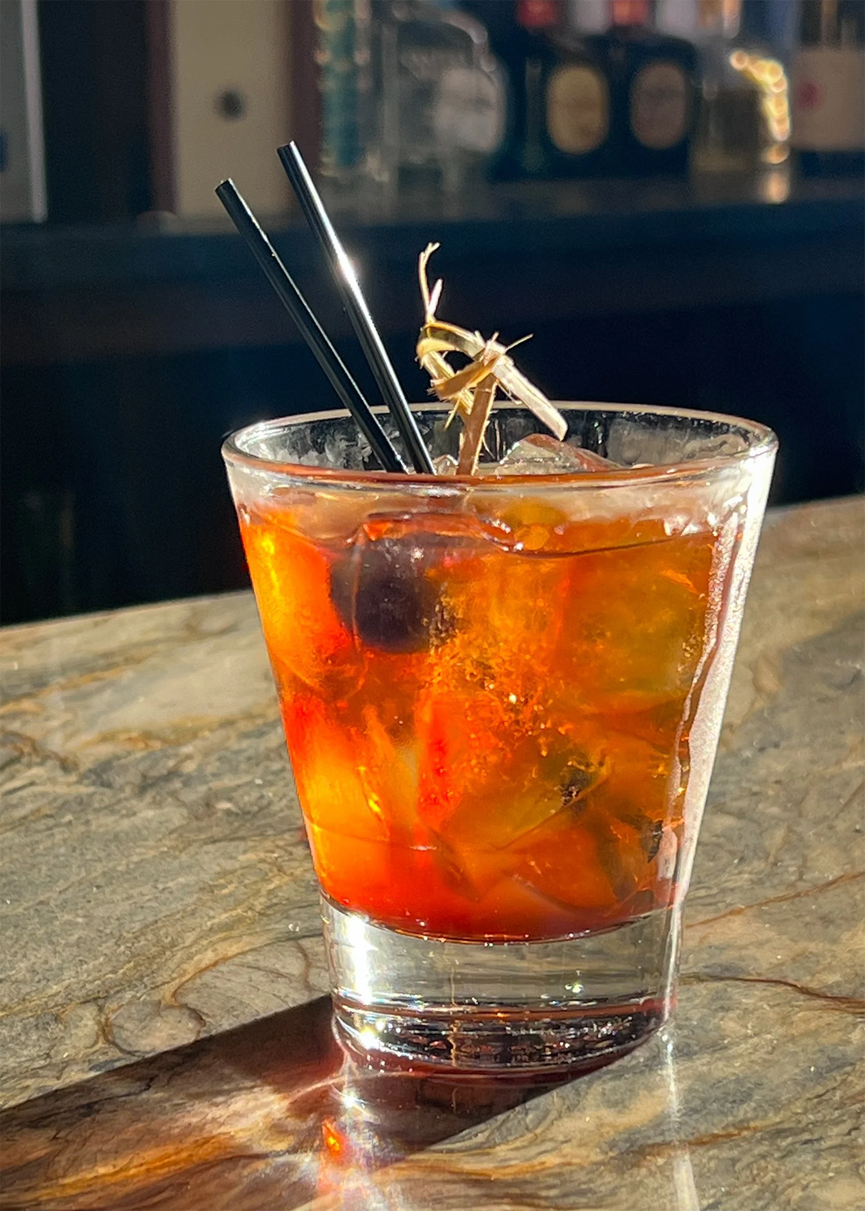 Manhattan Cocktail with Natural Sunlight
