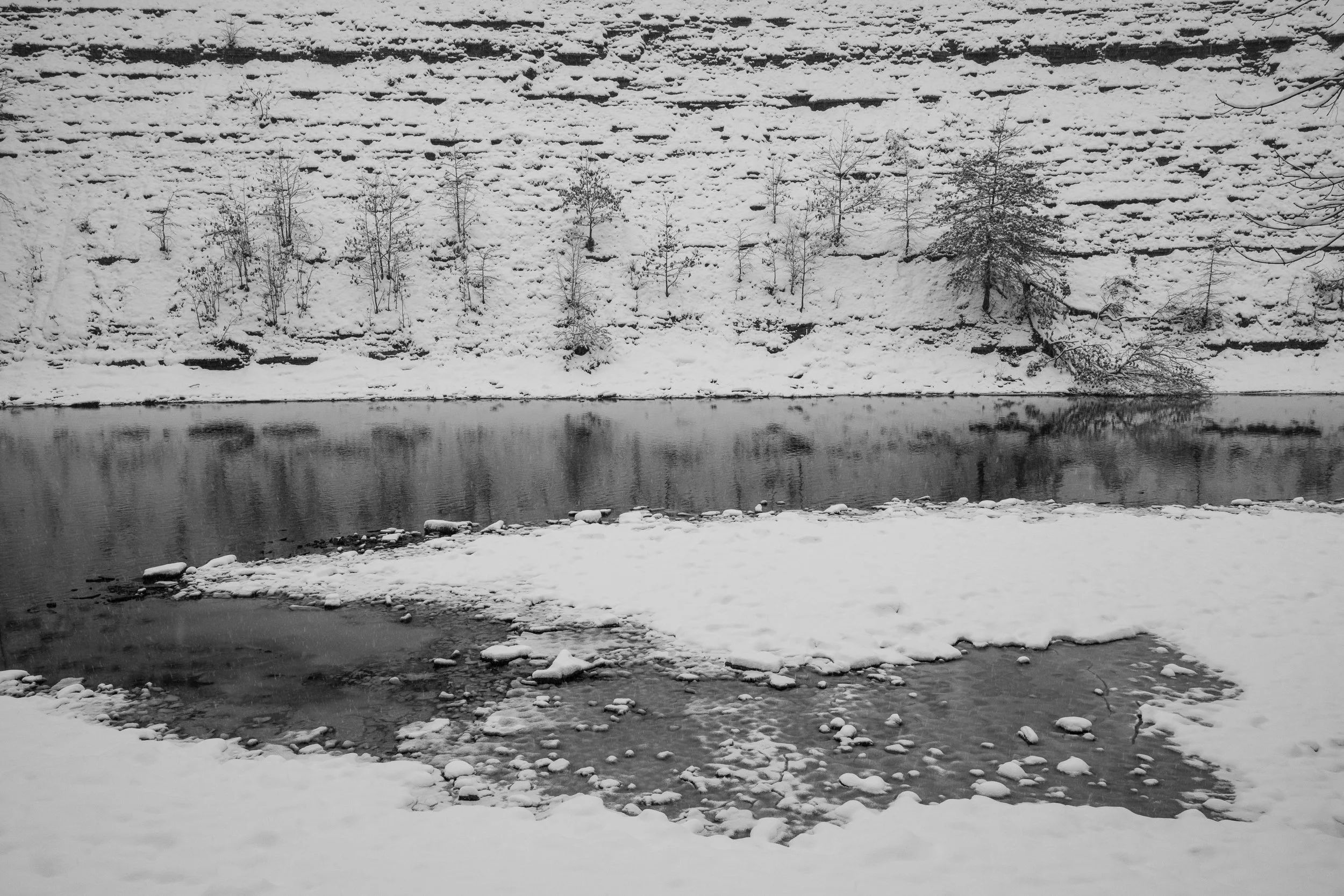 Rocky River Cliff in Snow