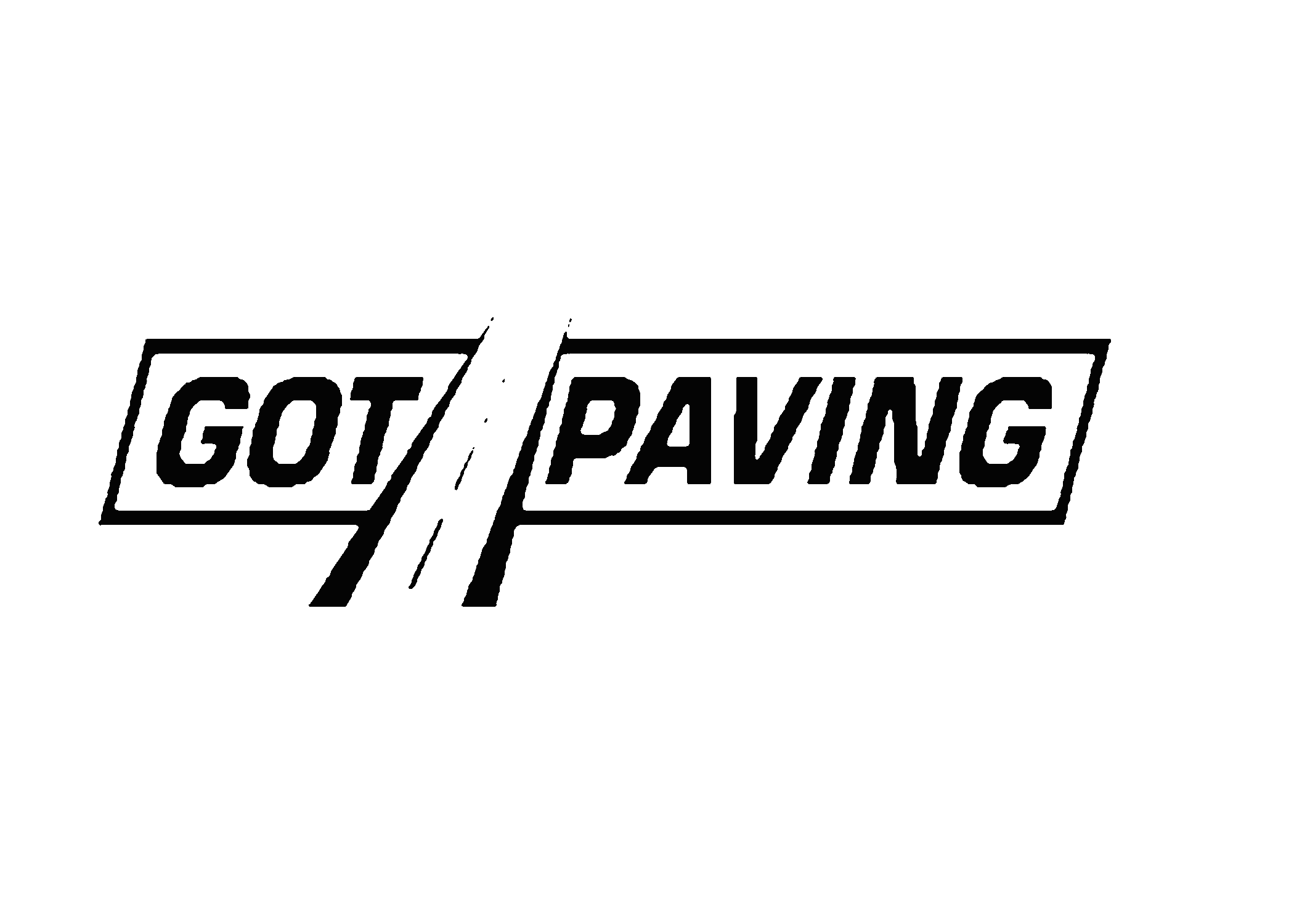 Black and white logo with the words 'Got Paving' in bold, with a slanted slash between the words.