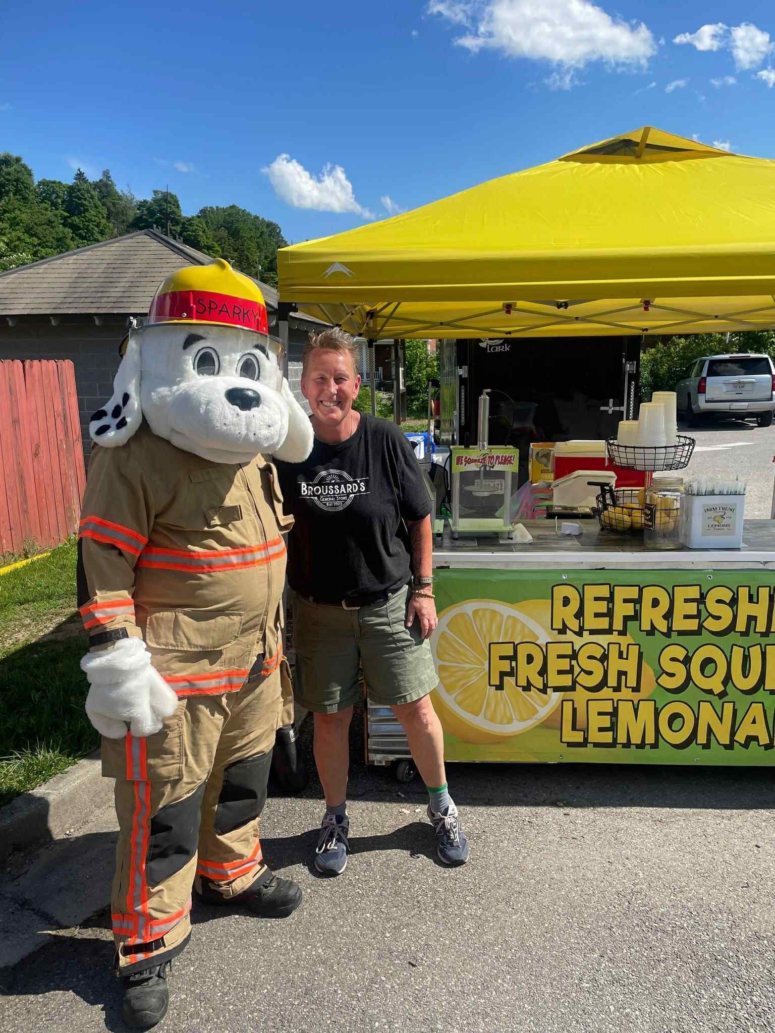 Sam with Spary the Firefighter Dog