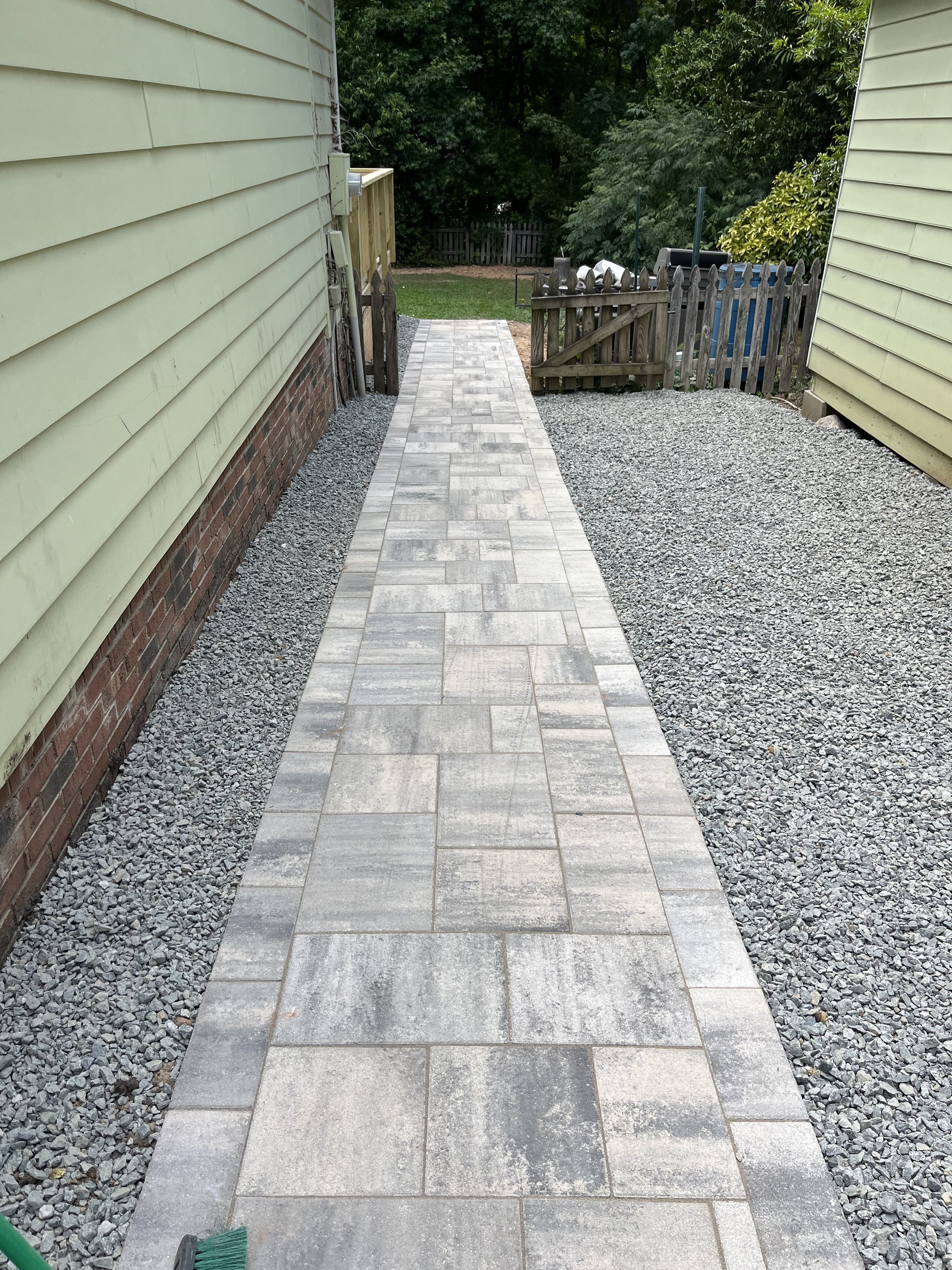 side yard paver walkway