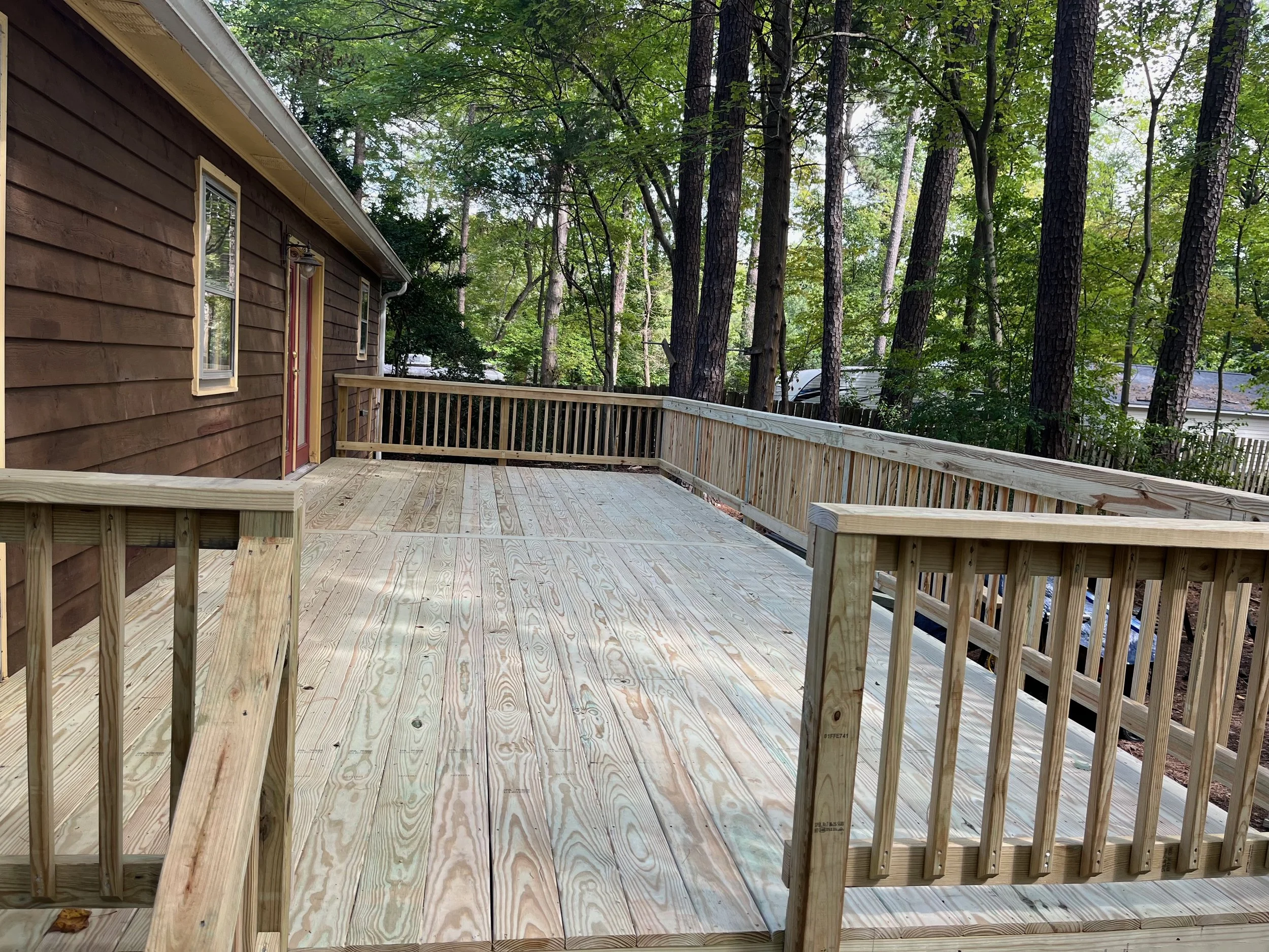 new deck with railing