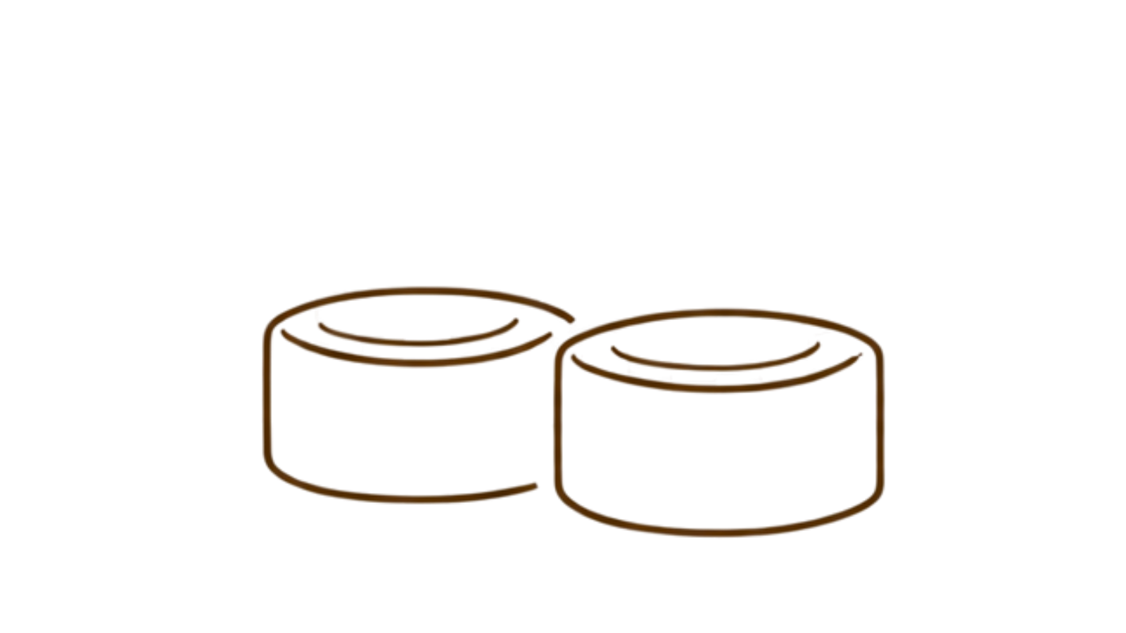 Twee cilinders, één kleinere dan de andere, op een zwarte achtergrond.