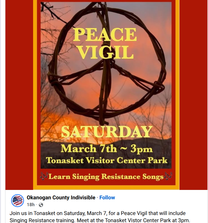 Peace Vigil, Saturday, March 7