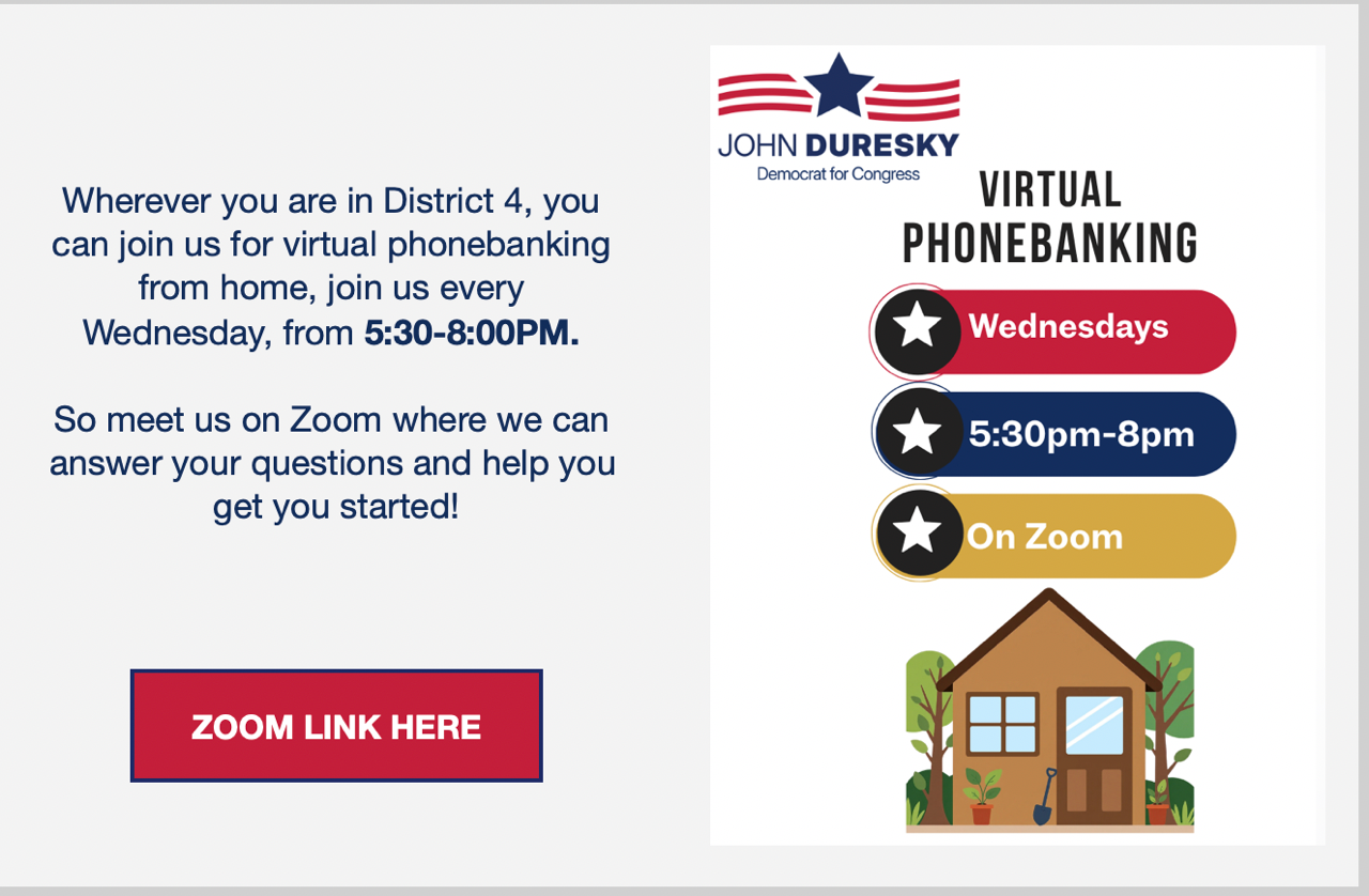 Phonebank for Duresky every Wednesday!