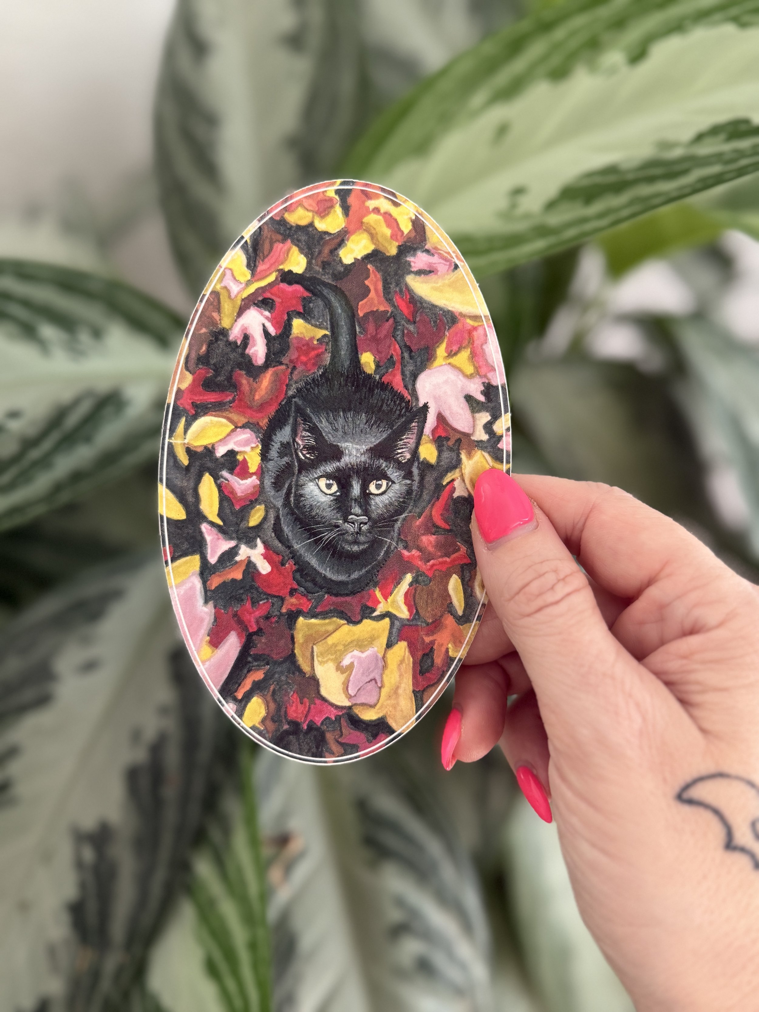 Superstitious Black Cat Sticker