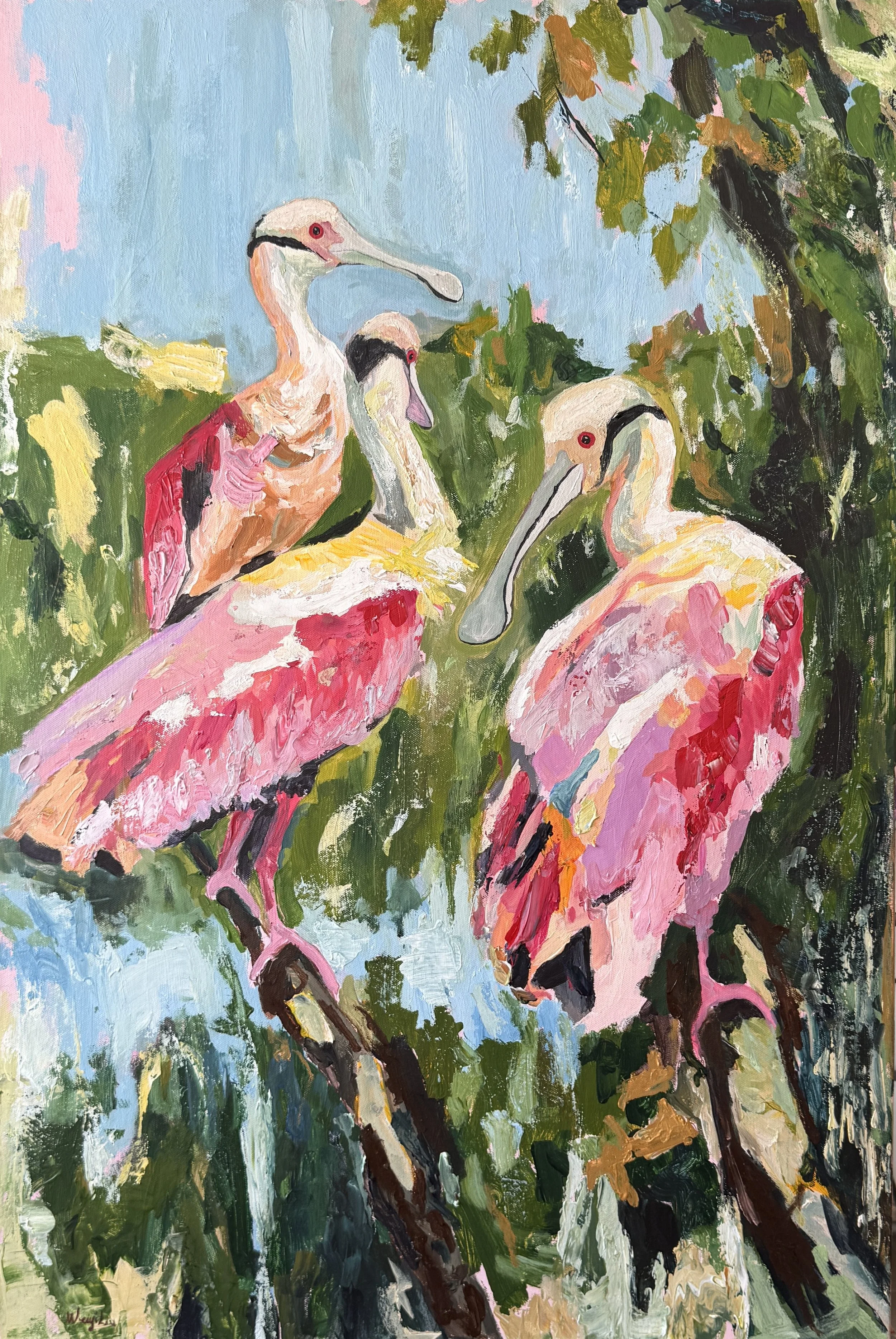 "Les trois spatules" 24x36 acrylic on canvas original, unframed - $1500