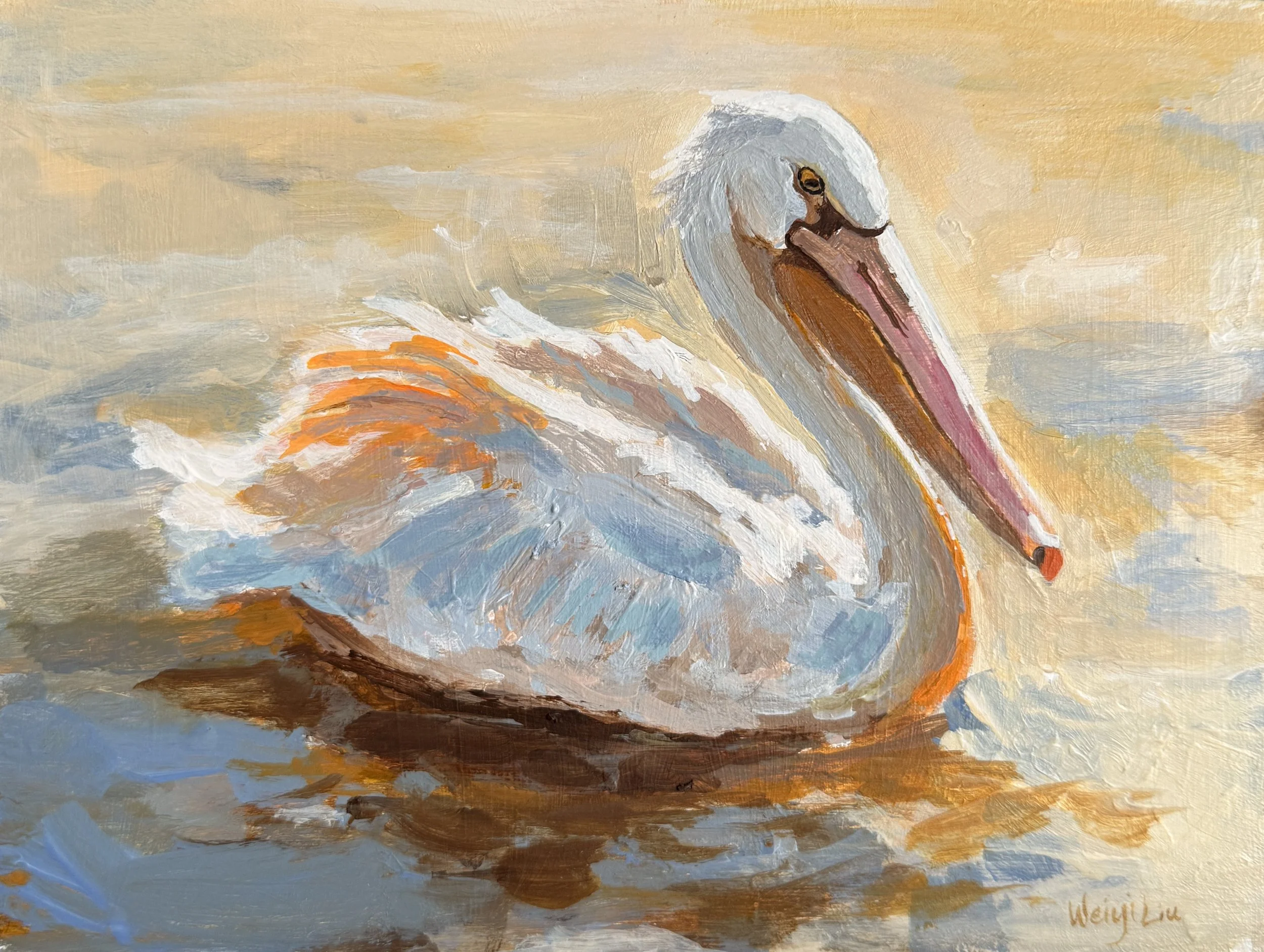 "Ocean Front" 6x8 acrylic on birch wood original - $100