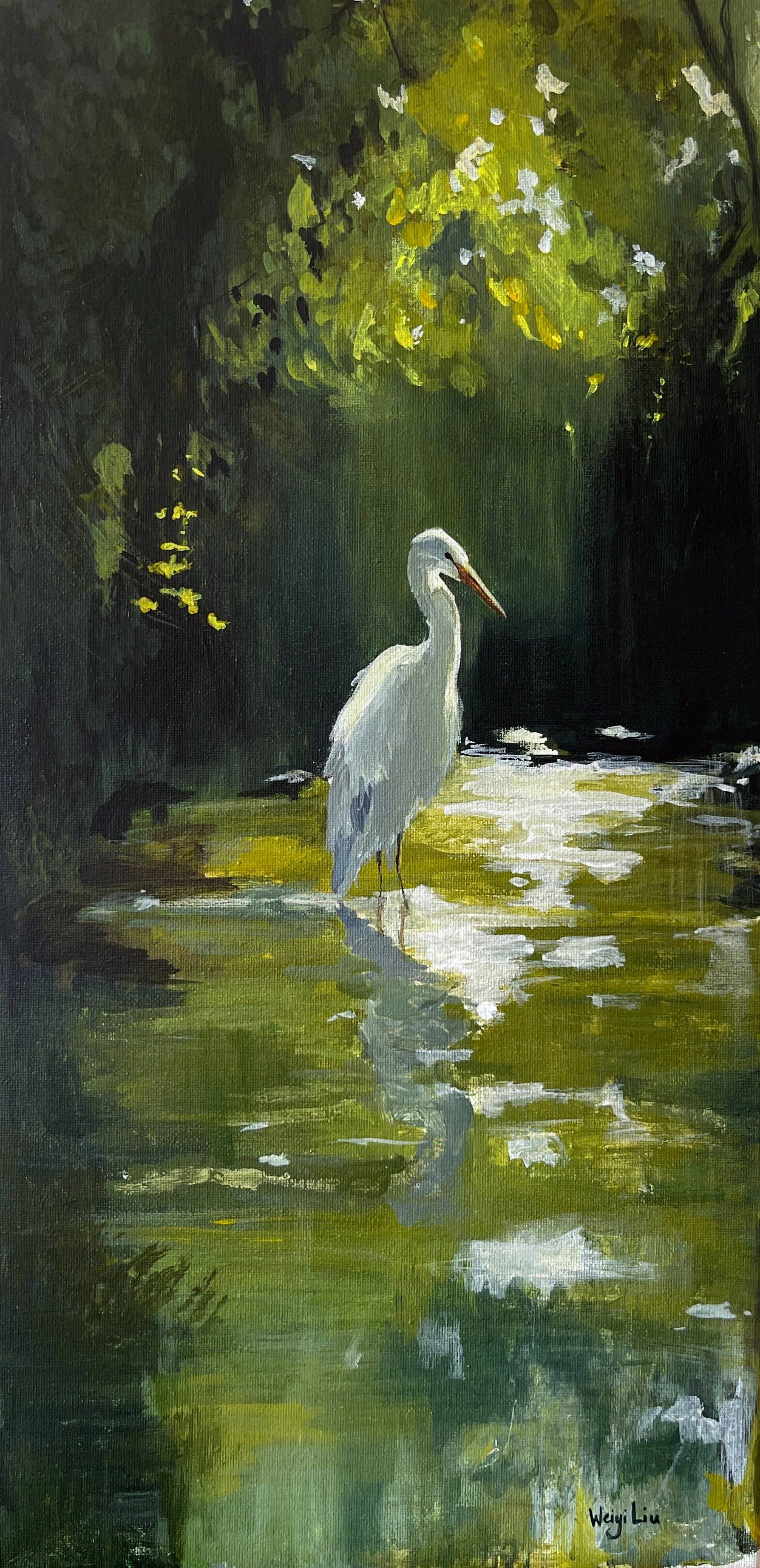 "Summer Snow" 10x20 acrylic on canvas original, unframed - $500