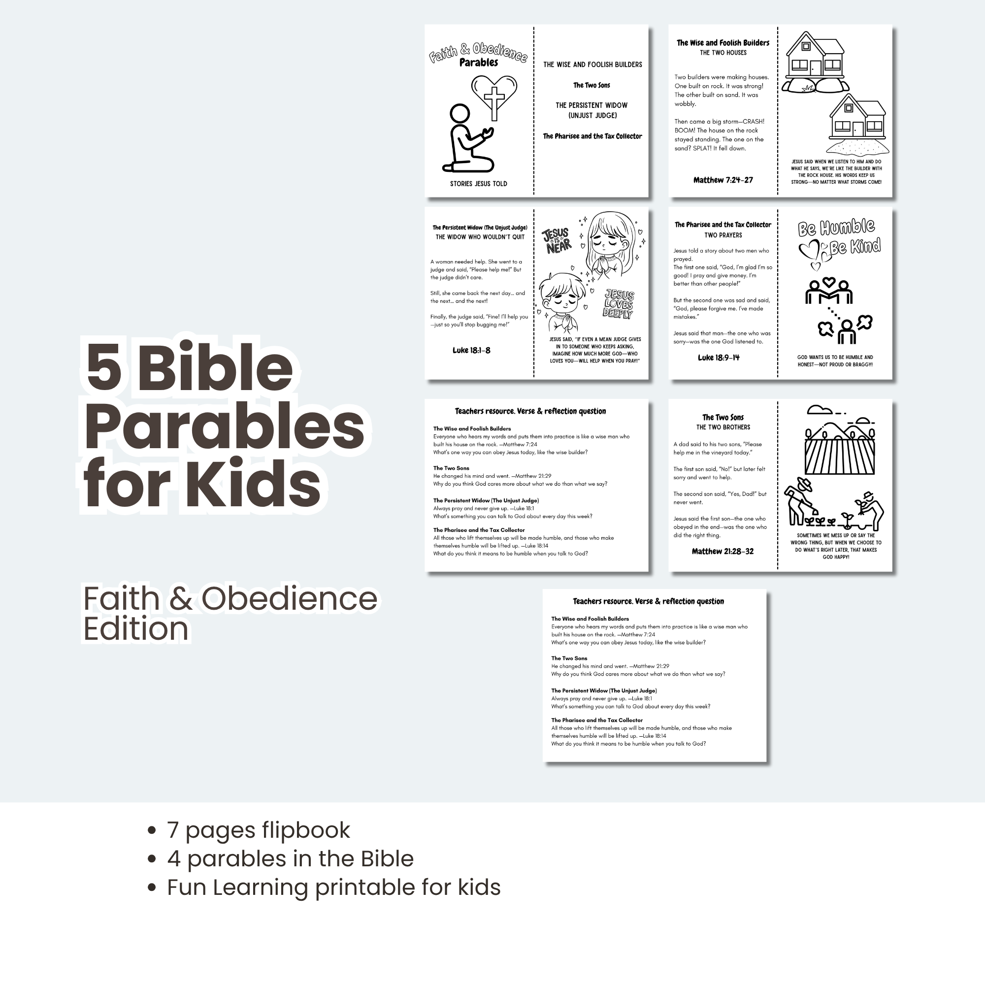 Christian kids craft printables teaching parables of Jesus through hands-on learning