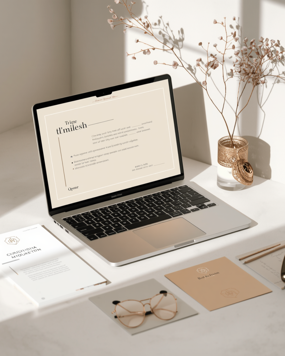 Woman planning a church retreat at a clean desk with booklet drafts, calendar, sticky notes, and laptop, warm natural lighting, soft neutral color palette, peaceful and approachable ministry aesthetic, minimal and realistic