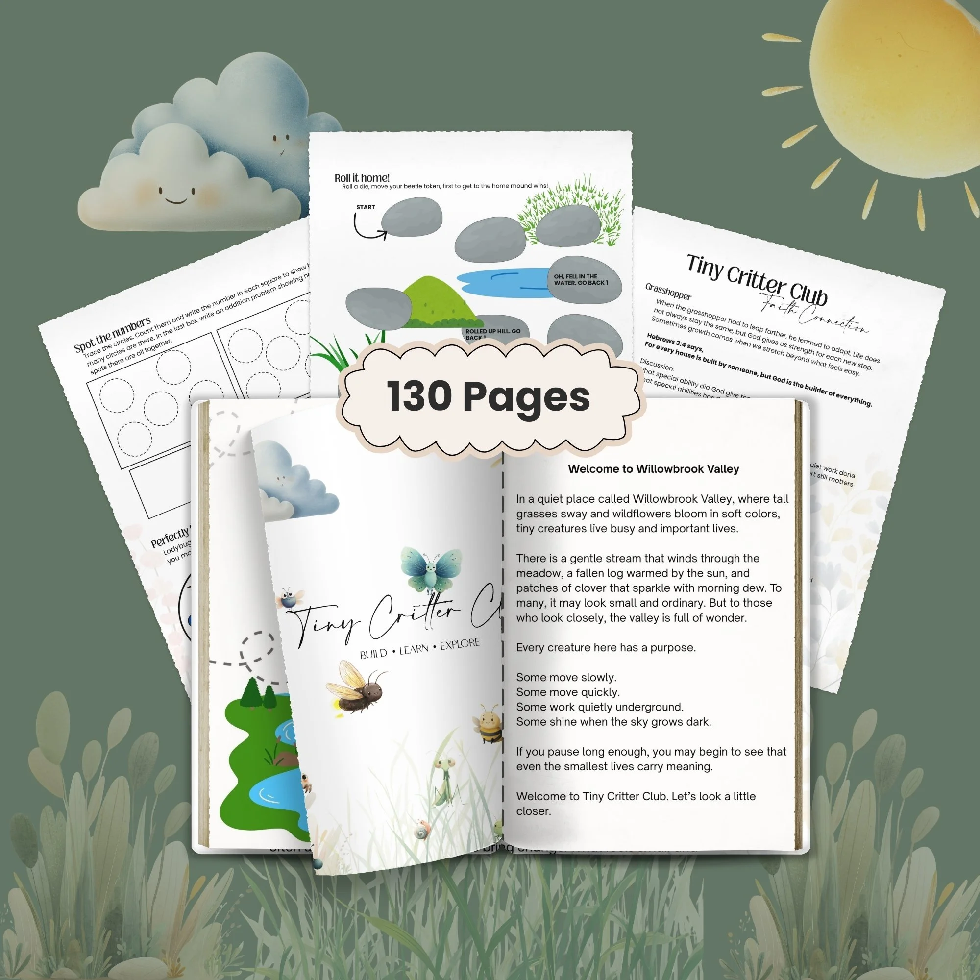 Tiny Critters Club educational bundle with puzzles games and nature learning pages