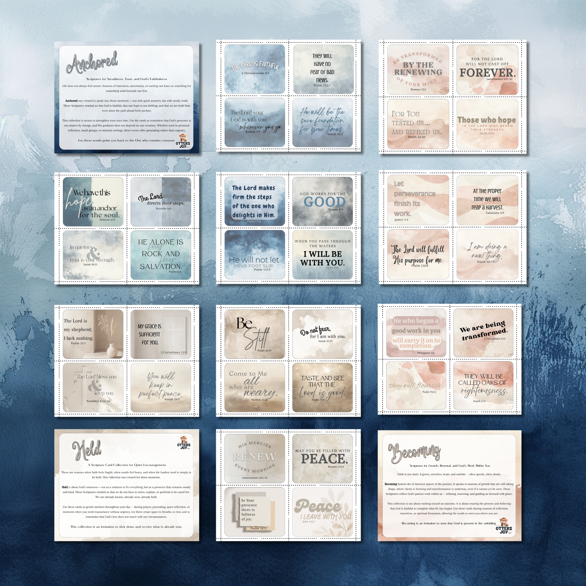 Bible verse cards set designed for spiritual growth and quiet time reflection