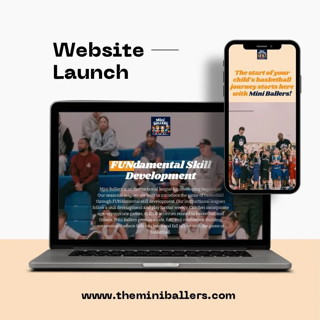 Another project completed ✅ With great pleasure, we present our most recent one-page website design for @miniballers__ 

💻 This site outlines Mini Baller&rsquo;s goal of fostering young children&rsquo;s growth through their instructional basketball 