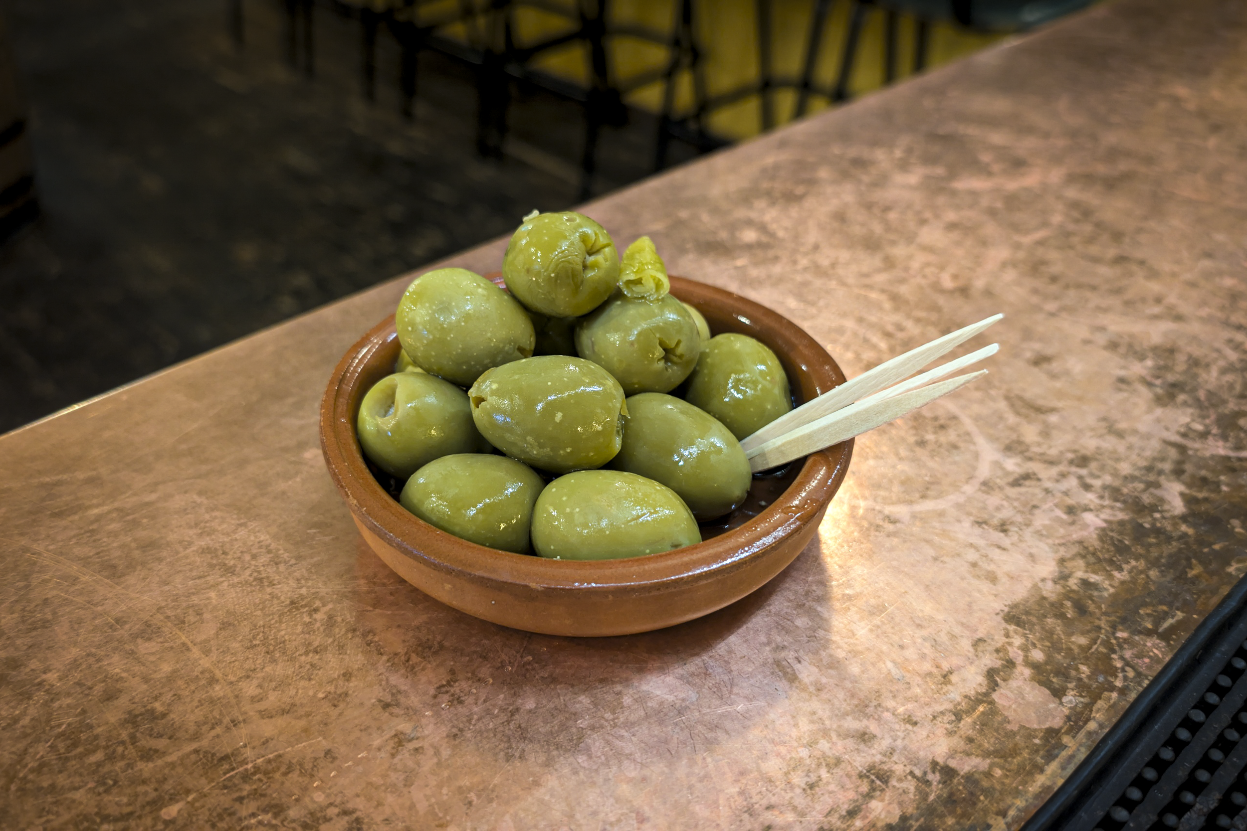 The Queen of Olives - Our Gordal olives, straight from Valencia are brined with Guindilla chillies for a little extra bite.
