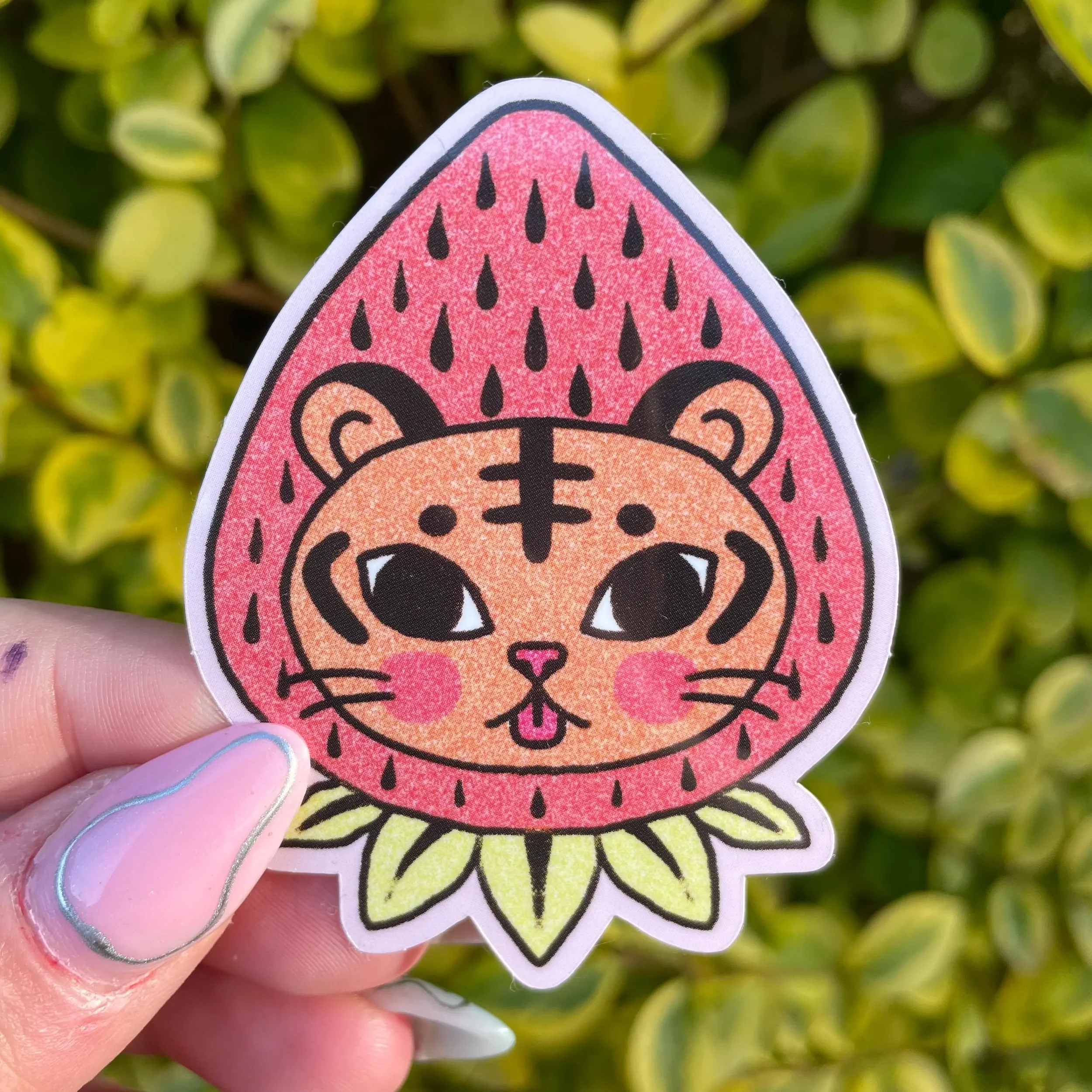 Strawberry Tiger Vinyl Sticker