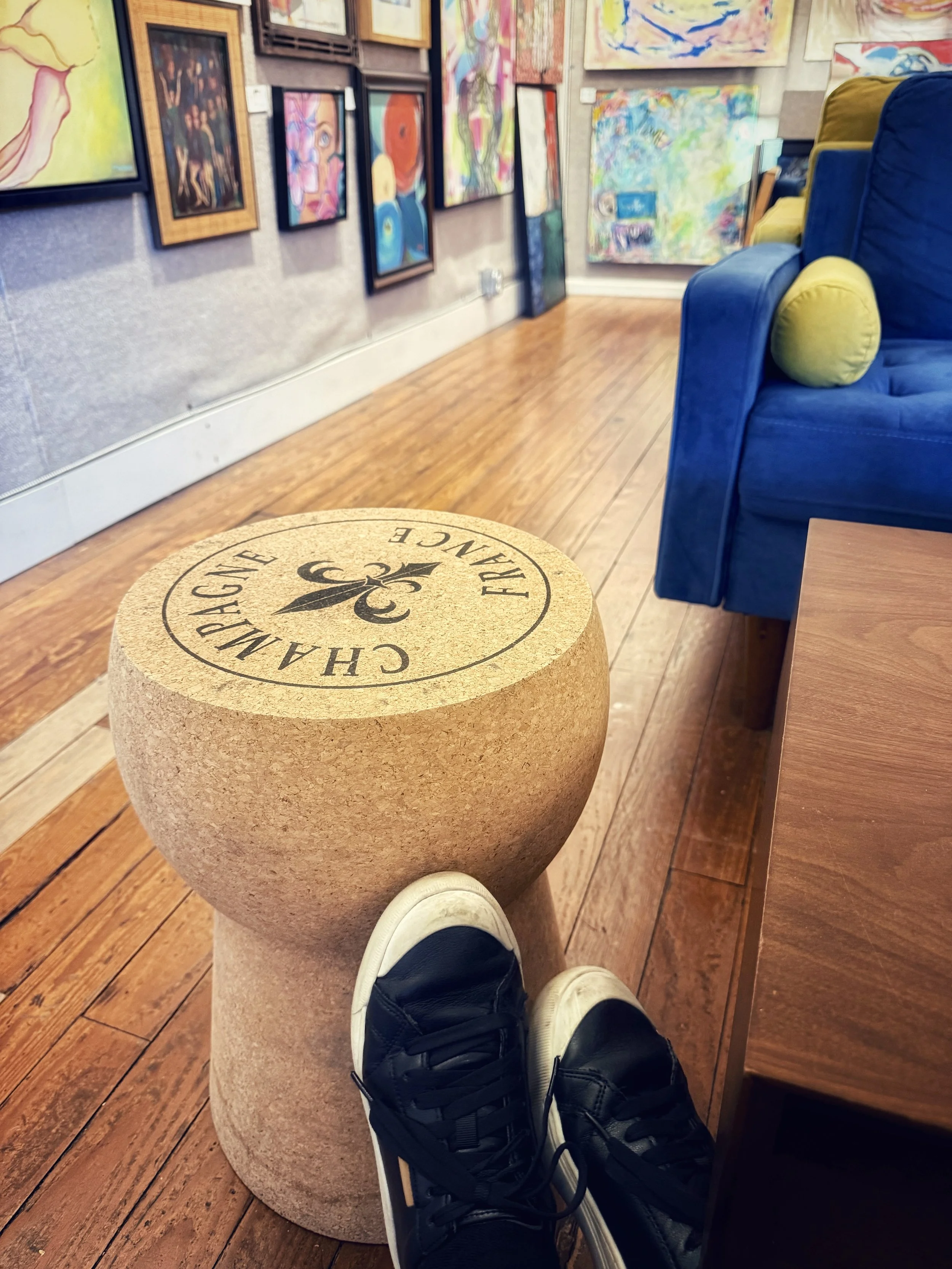 A large champagne cork stool!