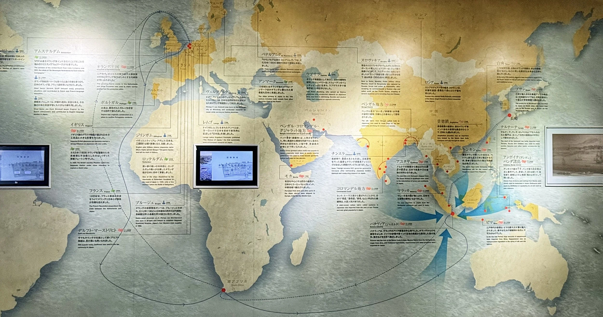 World map of the various trade routes