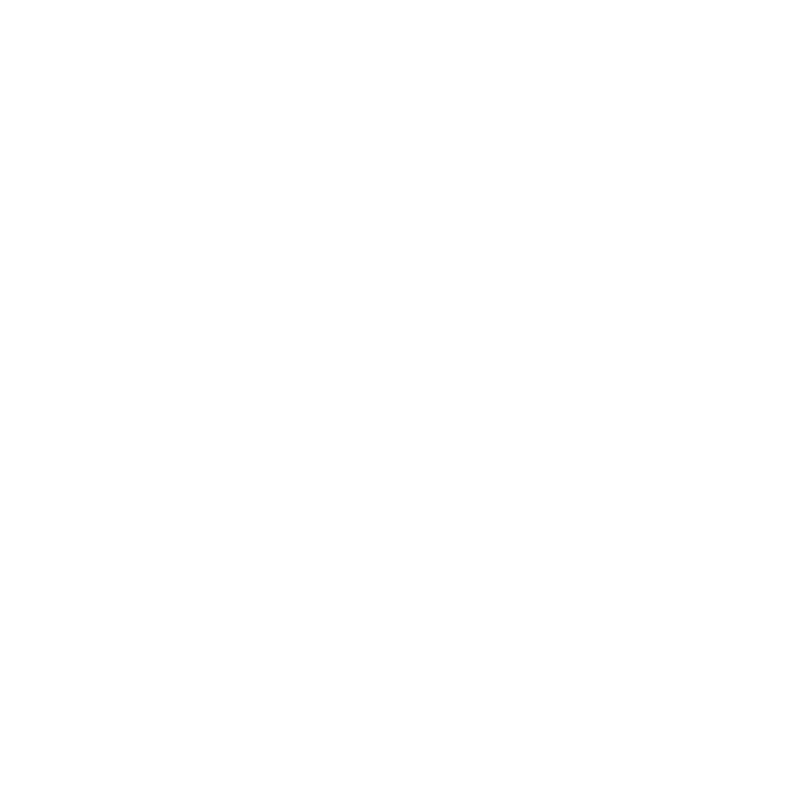 White curved lines forming circular patterns with two star-like shapes on a black background.
