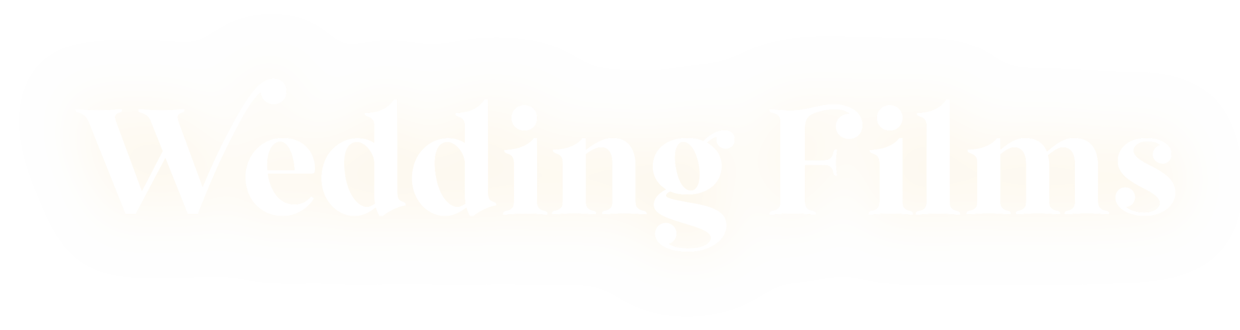 A beige wedding band with the words 'Wedding Films' written in white text.