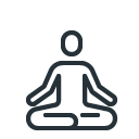 Line drawing of a person meditating in a seated pose