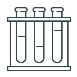 A simplified line drawing of three test tubes in a rack.