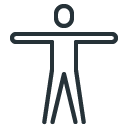 Simple line drawing of a human figure with arms outstretched.