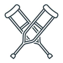 A pair of crutches crossed.