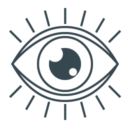Stylized eye with radiating lines and inner circle details