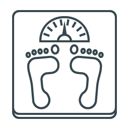 Footprints on a weighing scale.