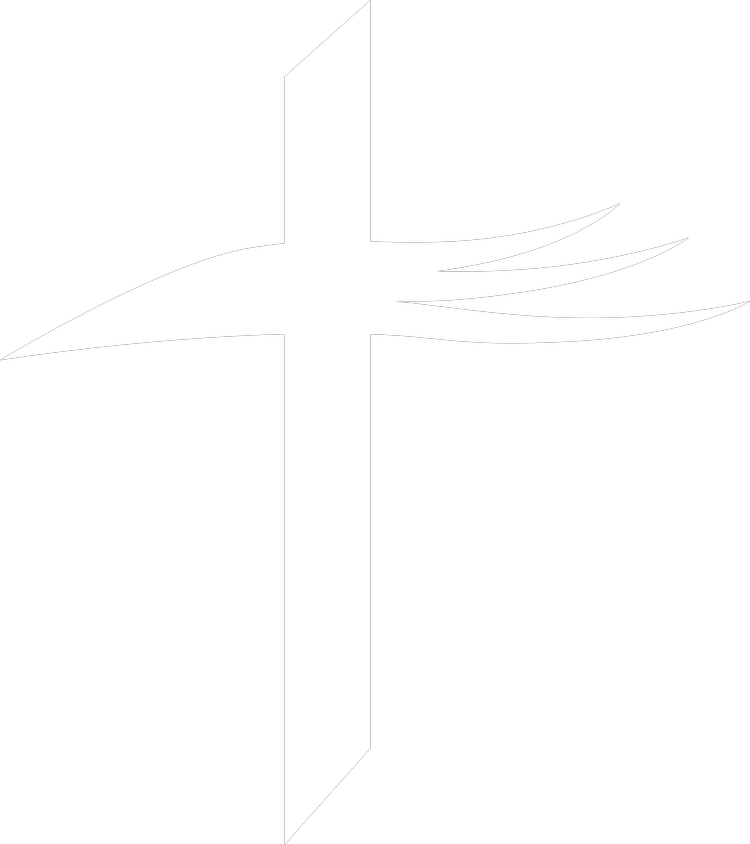 Black background with a white cross and four curved lines on the right side of the cross.