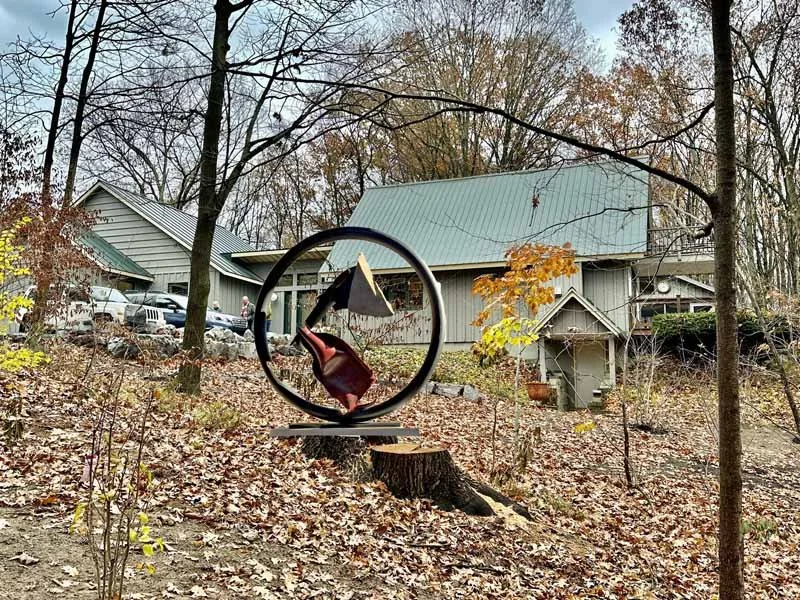 SISYPHEAN CIRCLE LXIV,  2015, slate/galvanized and powder coated steel,
65"h x64"w x16"d
