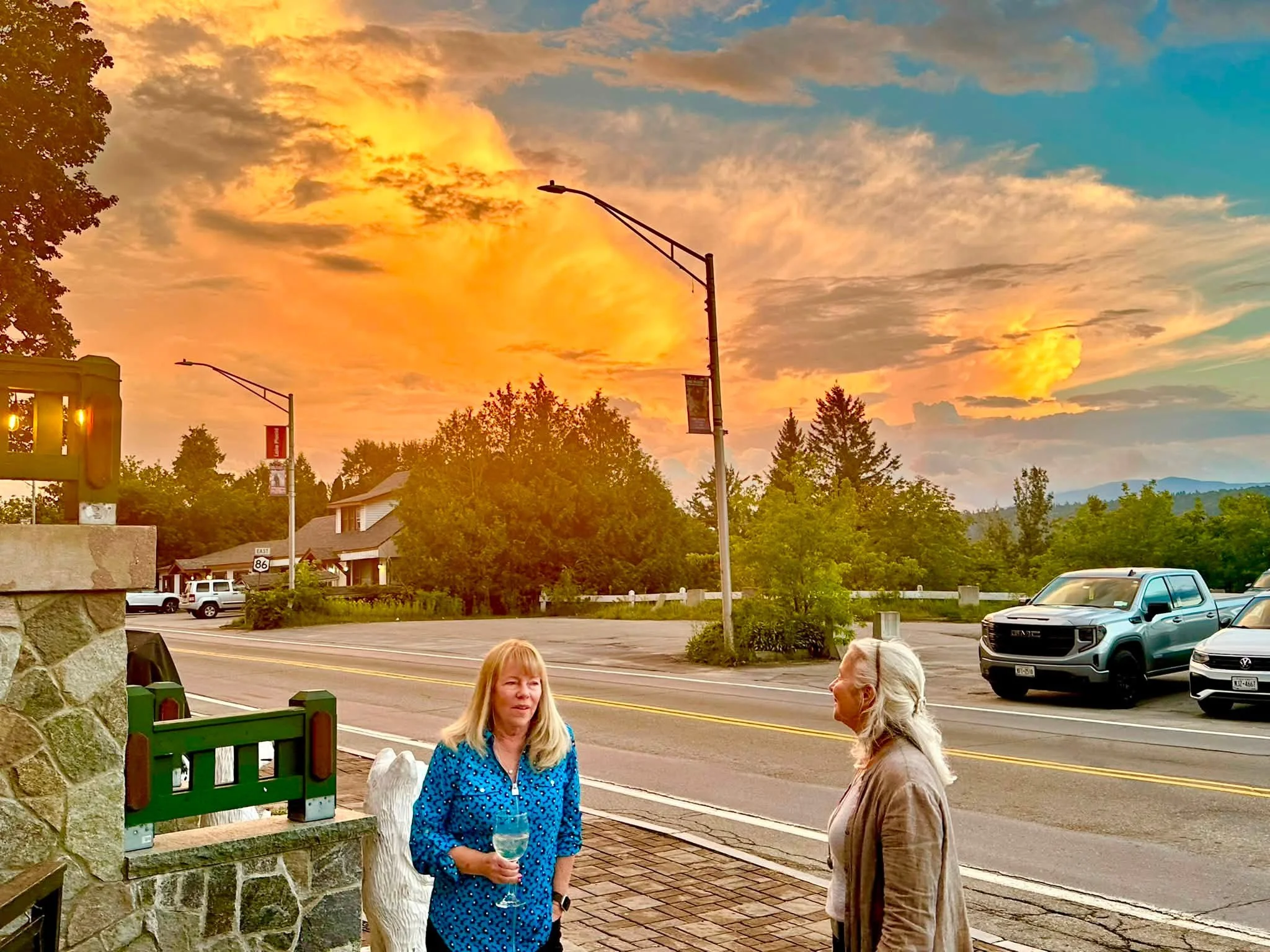 In Lake Placid unbelievable sunset at the White Bear restaurant after a wonderful rehearsal dinner for Gabby Brumaghim and Cam LaBarge.