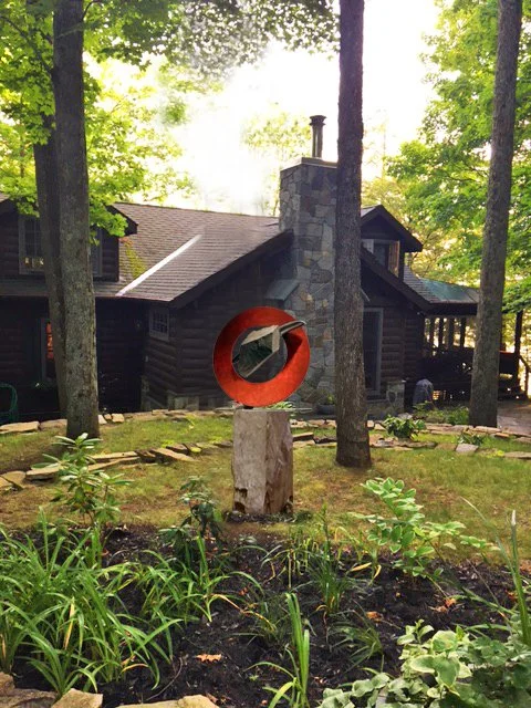 "SISYPHEAN CIRCLE XLV"  2010,

New York slate/galvanized and powdercoated steel, 29"h x28"w x9"d (73h x71w x20d cm )