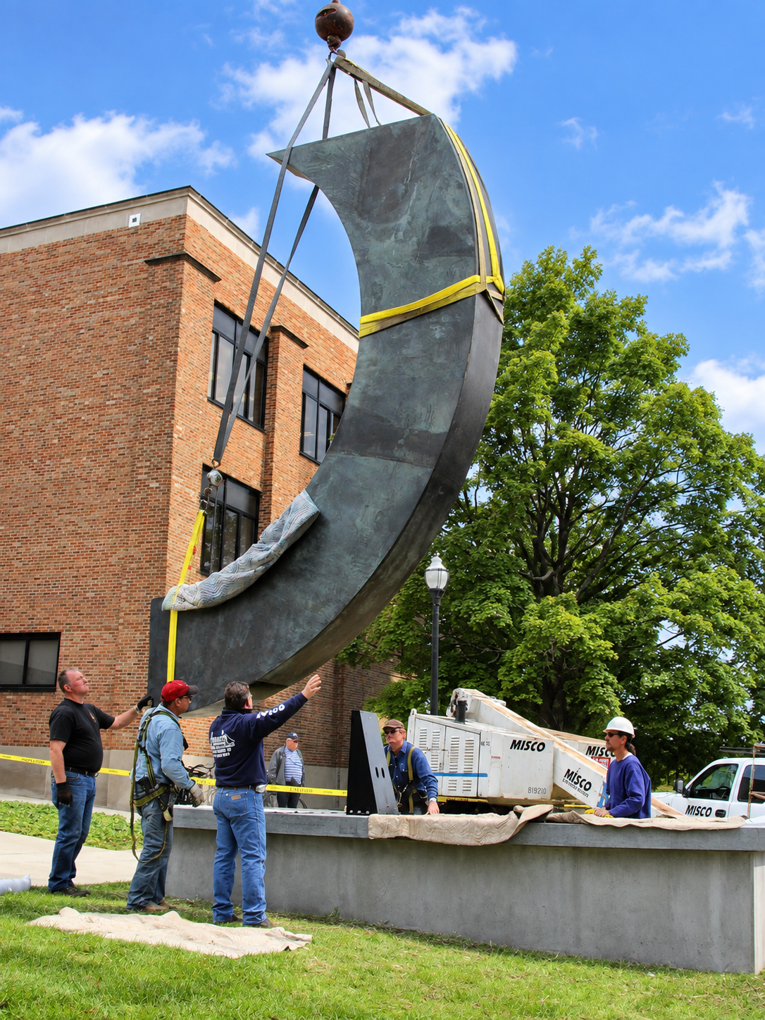 installing bronze onto "proboscis" foundation anchor