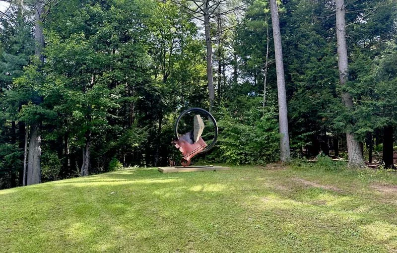 "SISYPHEAN CIRCLE (homage to Major Taylor)" 2019, granite / galvanized and powdercoated steel, 80"h x70"w x16"d (w/o base)
203 x178 x40 cm