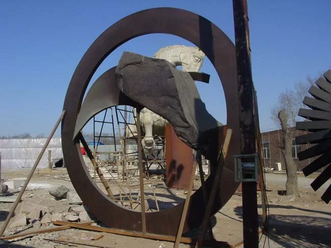 With stone at factory