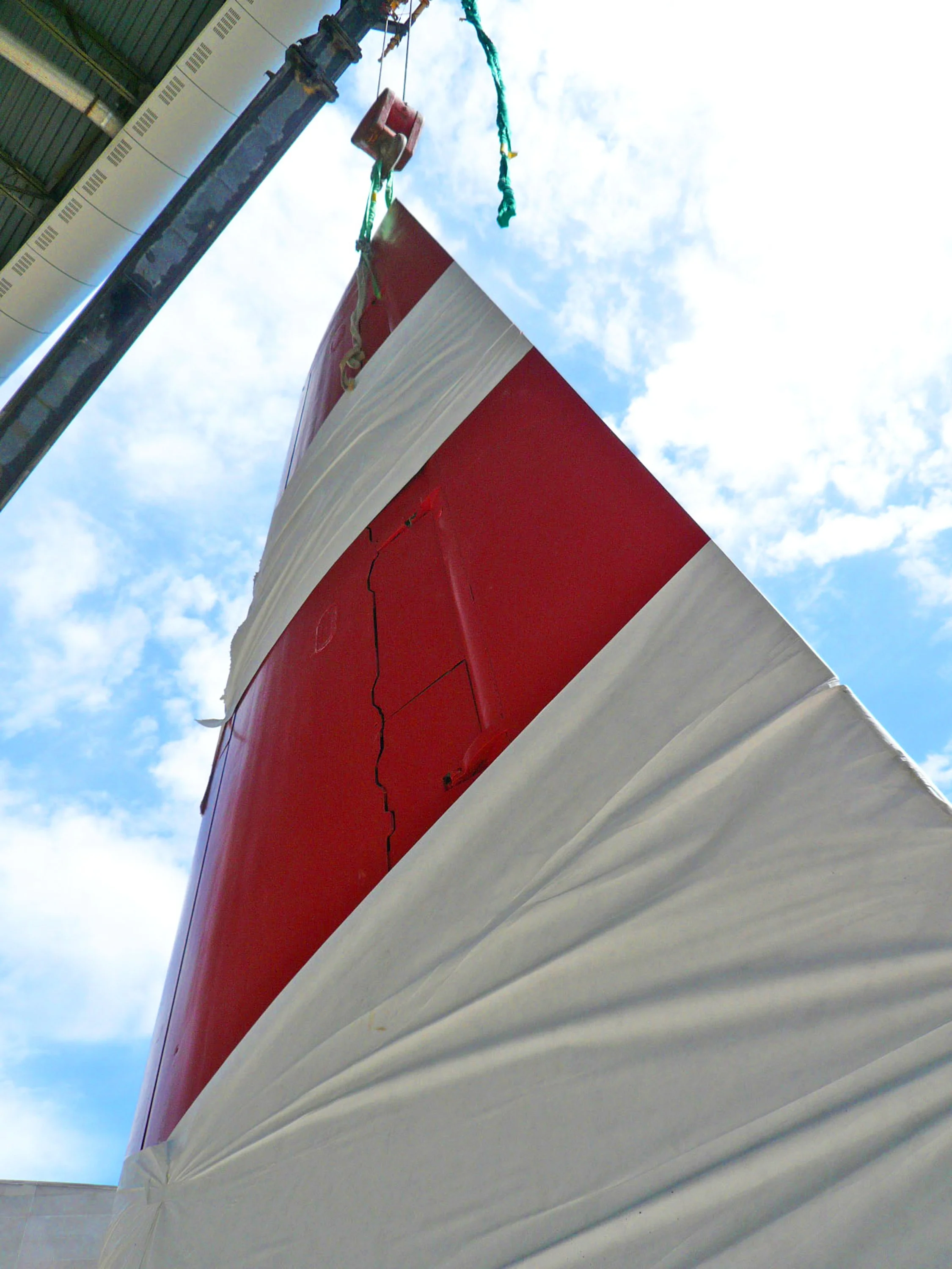 wing wrapped during installation
