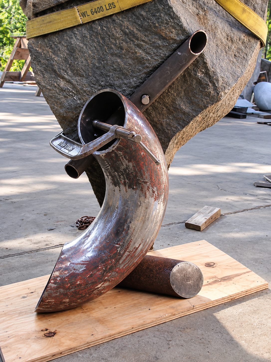 steel during fabrication - later cast in bronze