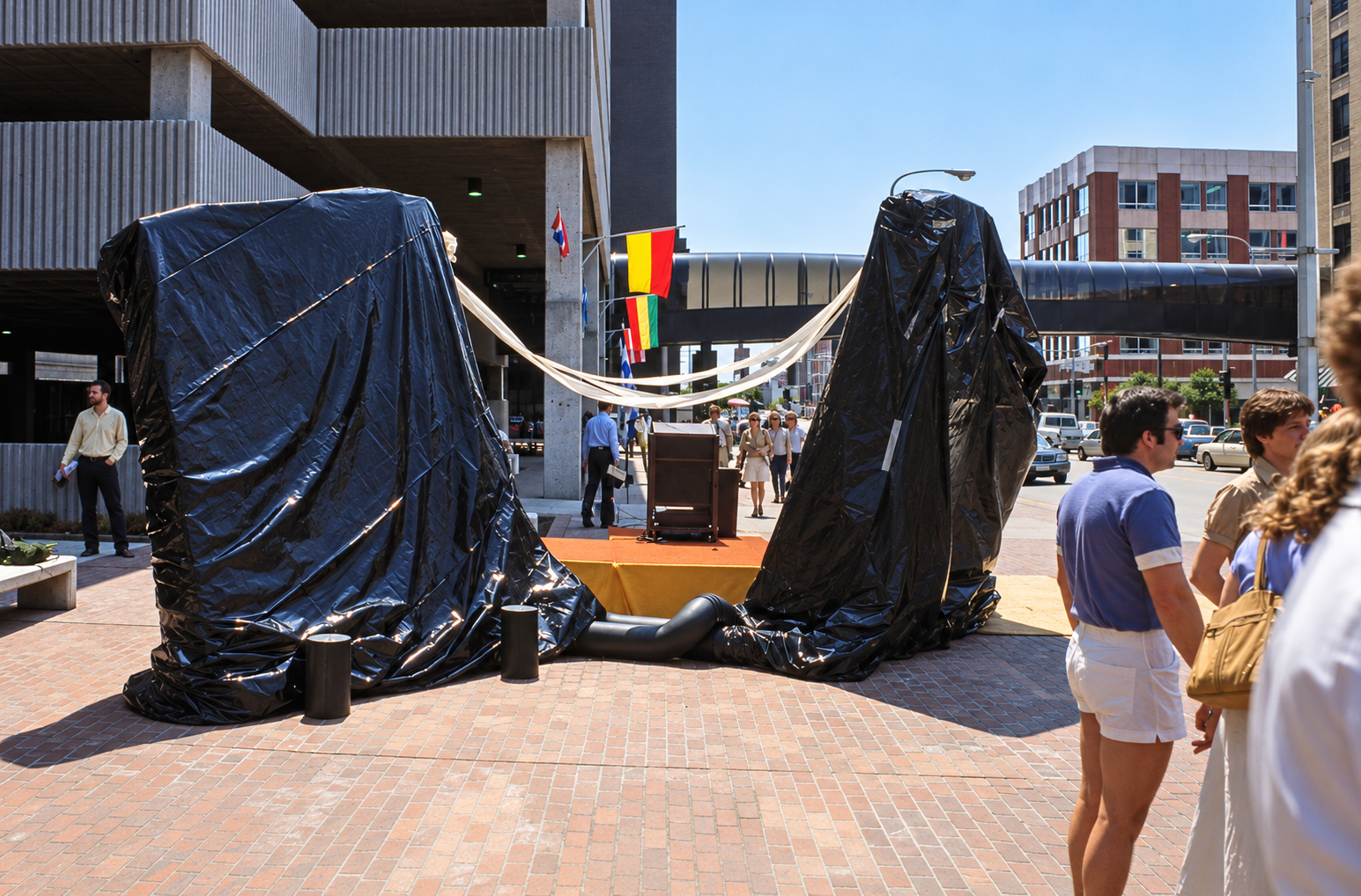 covering before initial unveiling - 1982
