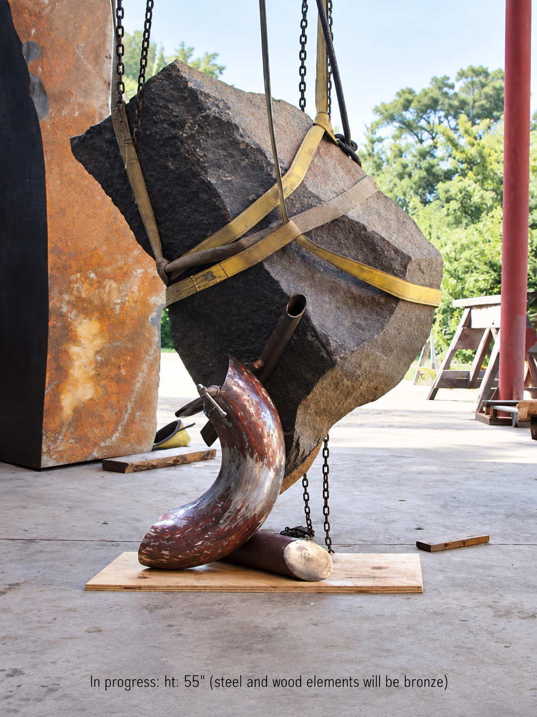 steel during fabrication - later cast in bronze