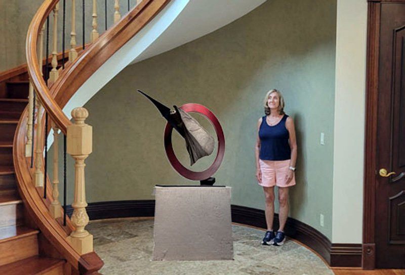 "SISYPHEAN CIRCLE 2019" 2019, slate/galvanized and powder coated steel, 30.5"h x42w x7"d