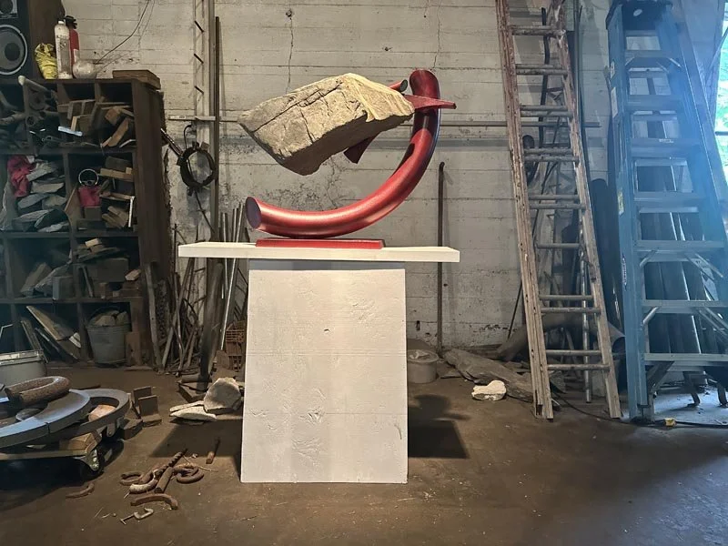 "LUNGE/SLATE 5-25" 2025
Vermont slate / galvanized and powdercoated steel 27.5"h x35"w x11"d