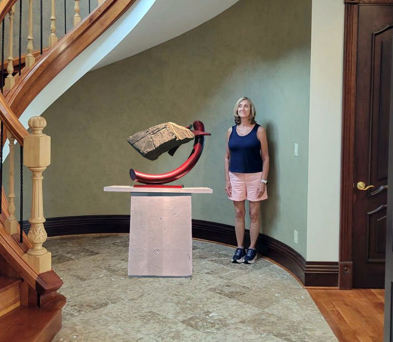 "LUNGE/SLATE 5-25" 2025
Vermont slate / galvanized and powdercoated steel 27.5"h x35"w x11"d