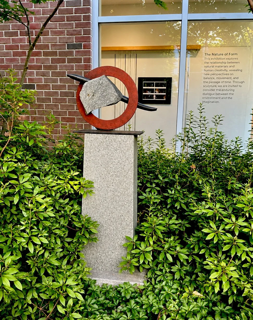 sculpture installed on campus