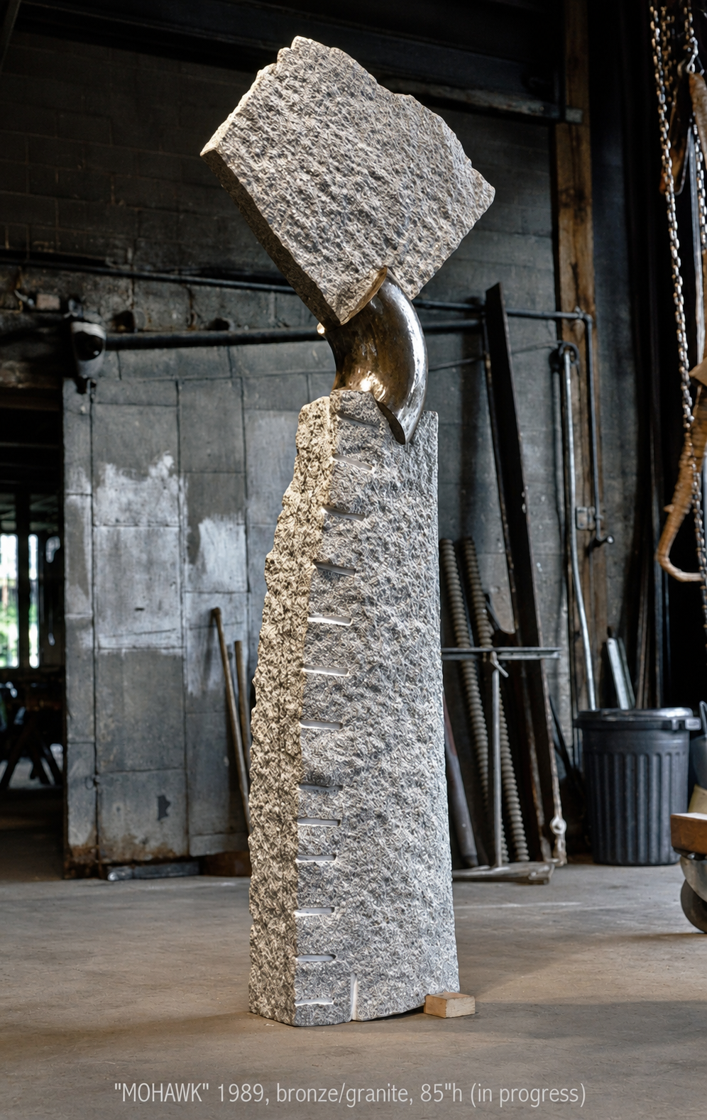 during fabrication with steel collar before it was cast in bronze