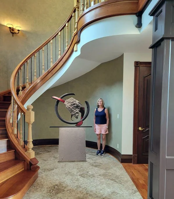 "SISYPHEAN CIRCLE 3-23 (Sagitta)", 2023, granite/galvanized and powder-coated steel, 36"h x40"w x9"d
